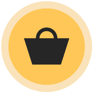 Purchase icon with a basket icon